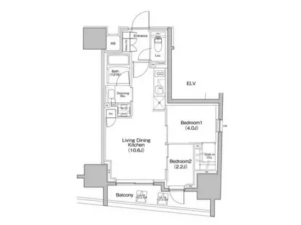 ザ・パークハビオ大森町(2LDK/6階)の間取り写真