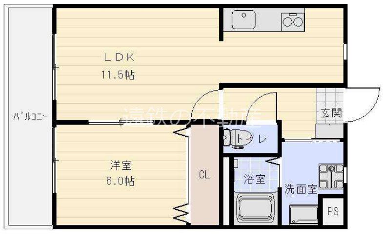 アスティオンII(1LDK/1階)の間取り写真