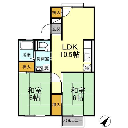 パークハウス(2LDK/2階)の間取り写真