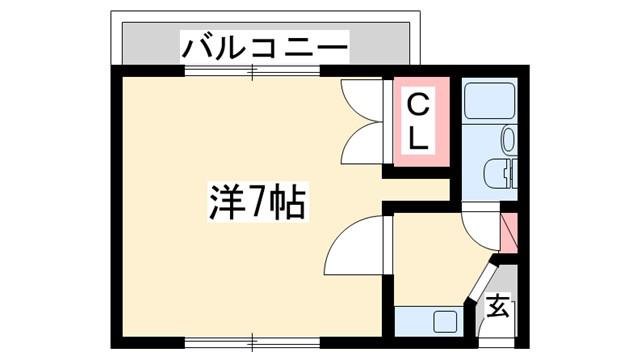 シャン I(ワンルーム/2階)の間取り写真