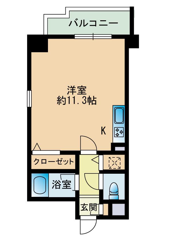 ボンメゾン(ワンルーム/6階)の間取り写真
