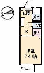 シャーメゾン楽山(1K/2階)の間取り写真