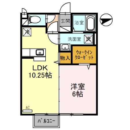 ル・シエル花園(1LDK/2階)の間取り写真