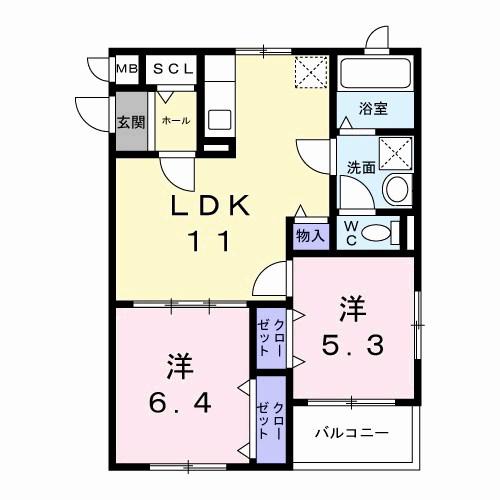 ヴェルナール赤羽(2LDK/1階)の間取り写真