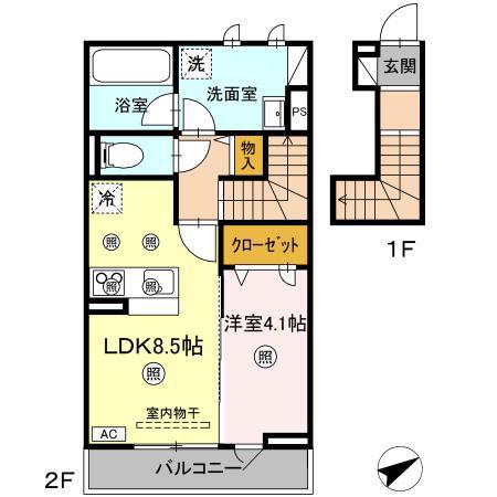 TORISIA川口(1LDK/2階)の間取り写真