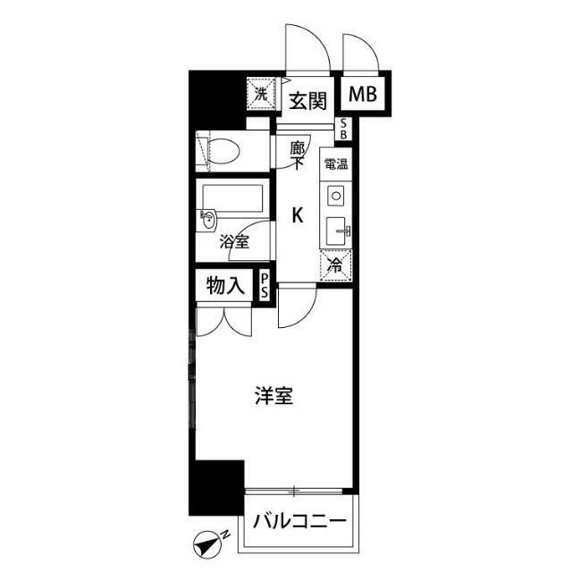 菱和パレス上馬(1K/13階)の間取り写真