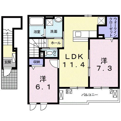 名鉄三河線 碧南駅 徒歩11分 2階建 築10年(2LDK/2階)の間取り写真