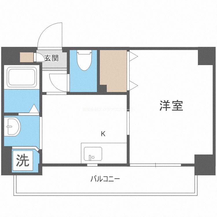 アミル9(1K/6階)の間取り写真
