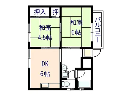 岬マンション(2DK/2階)の間取り写真