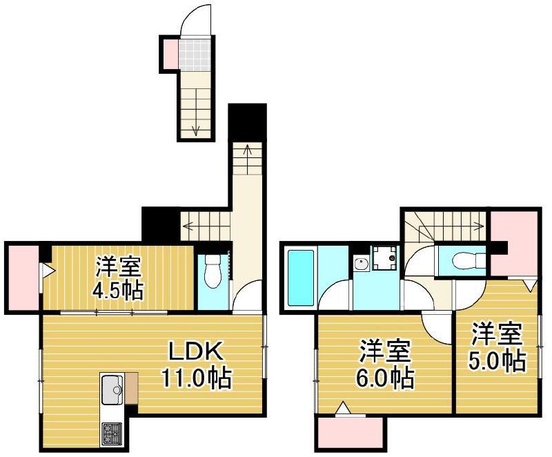 セレスティア竹ノ塚(1LDK/2階)の間取り写真