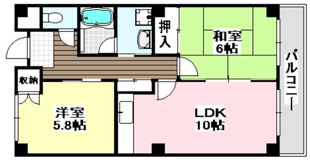 アメニティー・ブワ(2LDK/4階)の間取り写真