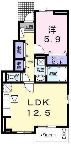 カーサ ボヌールA(1LDK/1階)の間取り写真