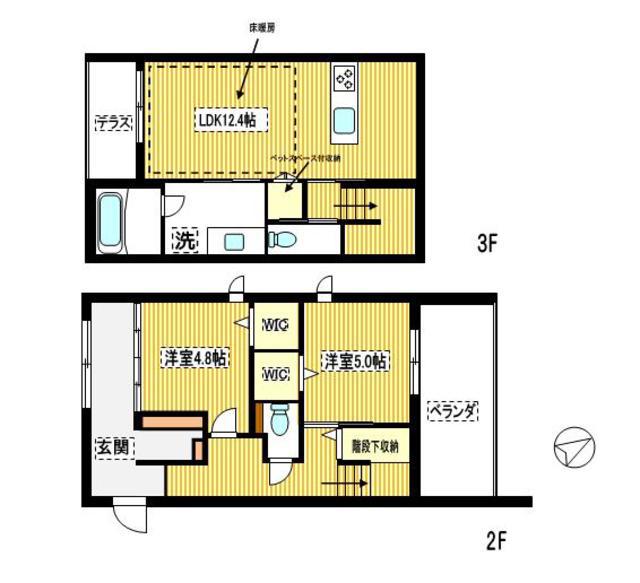アノイエ 東棟(2LDK/2階)の間取り写真