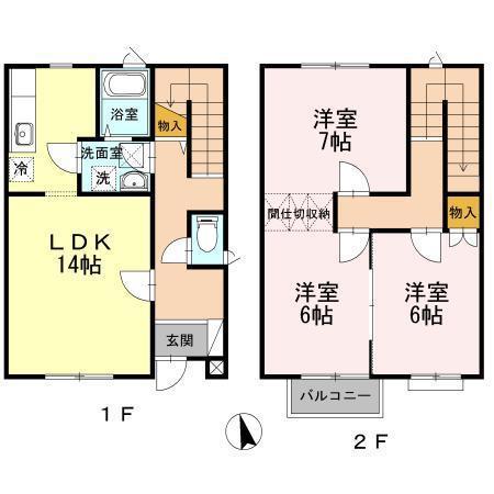 LEAFY I ・J(3LDK/1階)の間取り写真
