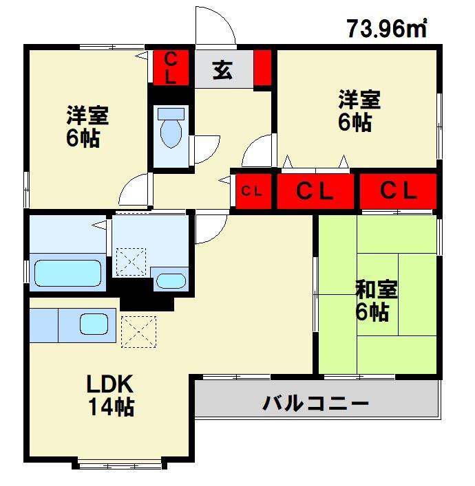 スターリーシェルエーグル(3LDK/1階)の間取り写真