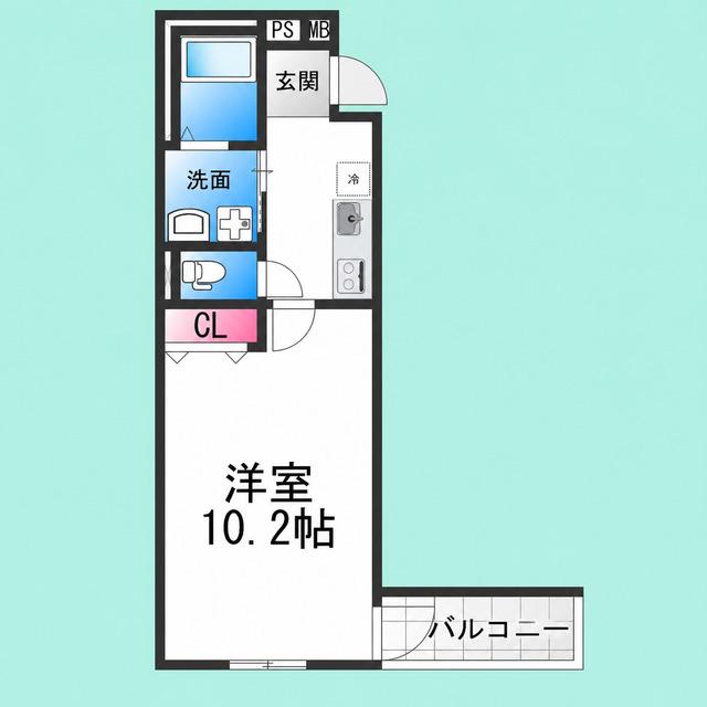 フジパレス堺鳳駅北ウエスト(1K/2階)の間取り写真