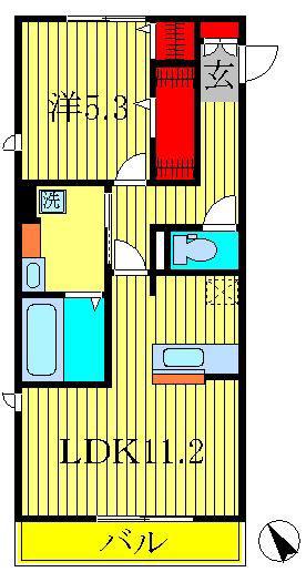 メルベーユおおたかの森 1号棟(1LDK/1階)の間取り写真