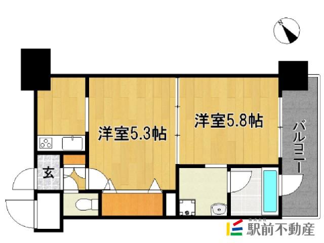 エンクレストNEO博多駅南(2K/10階)の間取り写真