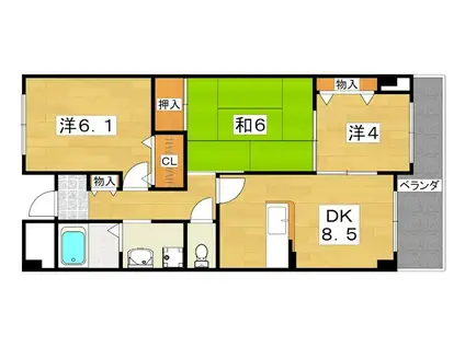 香里プラザVI(3DK/4階)の間取り写真