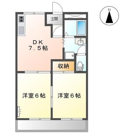 フレグランス(2DK/2階)の間取り写真