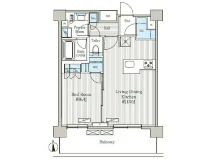 オアーゼ品川レジデンス(1LDK/6階)の間取り写真