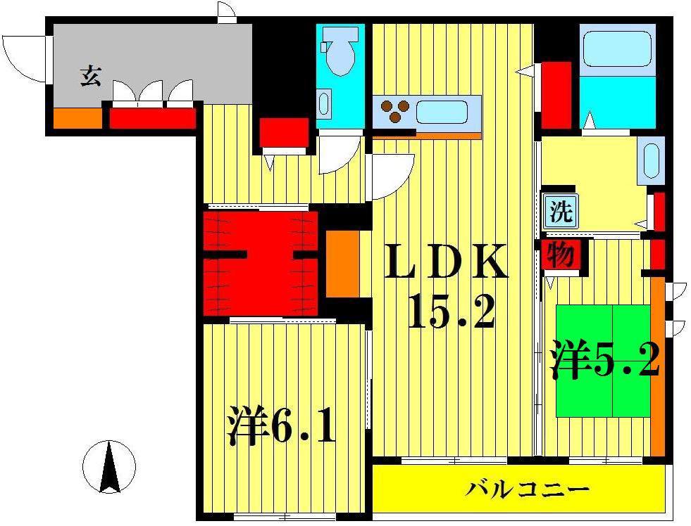 RAFFINE石蔵(2LDK/1階)の間取り写真