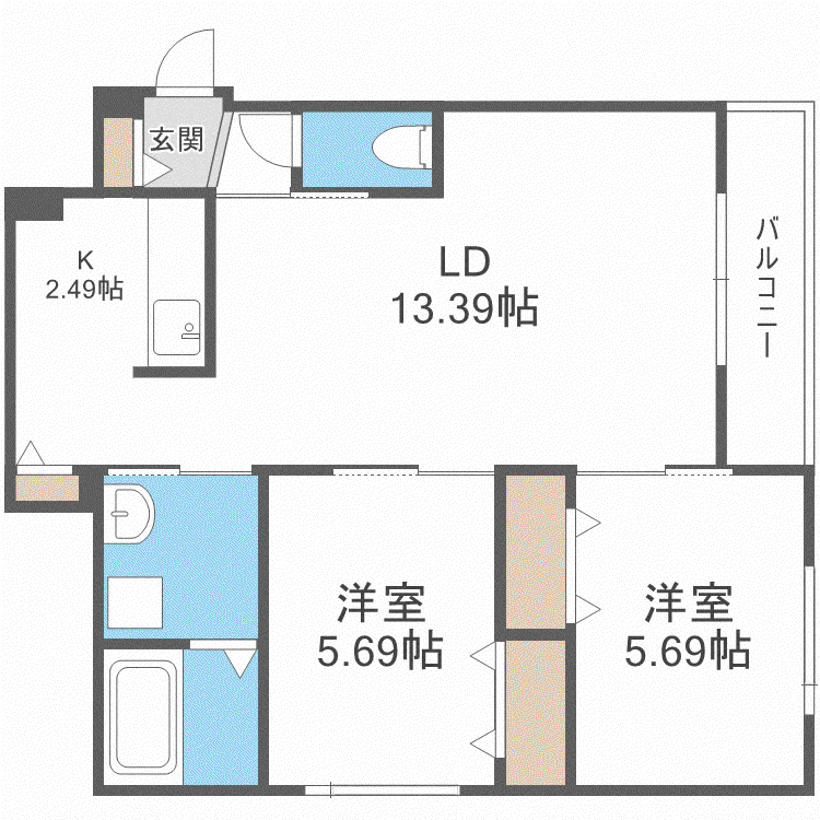 LILAC壱番館(2LDK/3階)の間取り写真