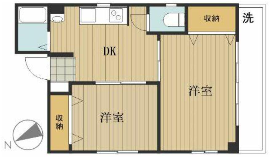クレゼント12(2DK/3階)の間取り写真