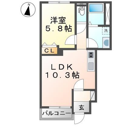 シャルム下井沢(1LDK/1階)の間取り写真