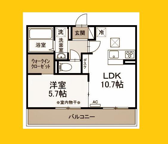 ウェルデンスD-STAY(1LDK/1階)の間取り写真