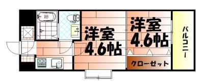 NO.47 PROJECT2100小倉駅(2K/8階)の間取り写真