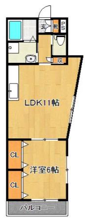 ファーストイン花畑(1LDK/3階)の間取り写真