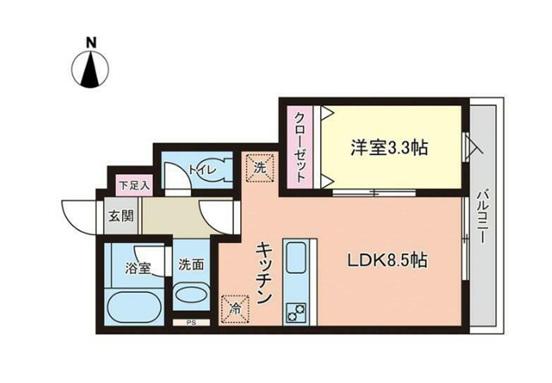 プレモリー名取駅前B(1LDK/1階)の間取り写真