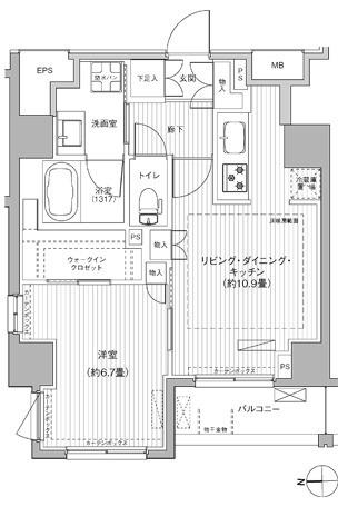 シティインデックス千代田秋葉原(1LDK/11階)の間取り写真