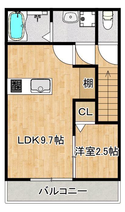 PREVOYANCE甘木駅前II(1LDK/2階)の間取り写真