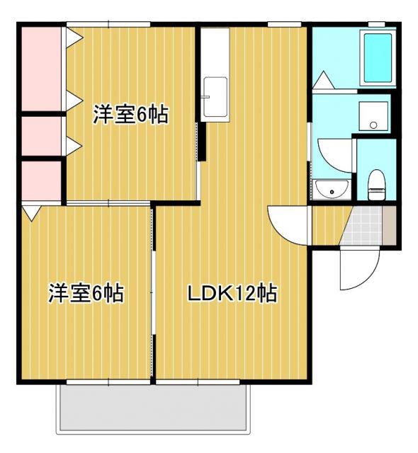 グリシーナ B(2LDK/2階)の間取り写真