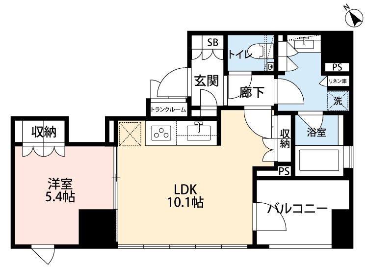 希神楽坂テラス(1LDK/5階)の間取り写真