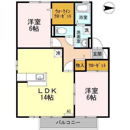 ル・シエル(2LDK/2階)の間取り写真