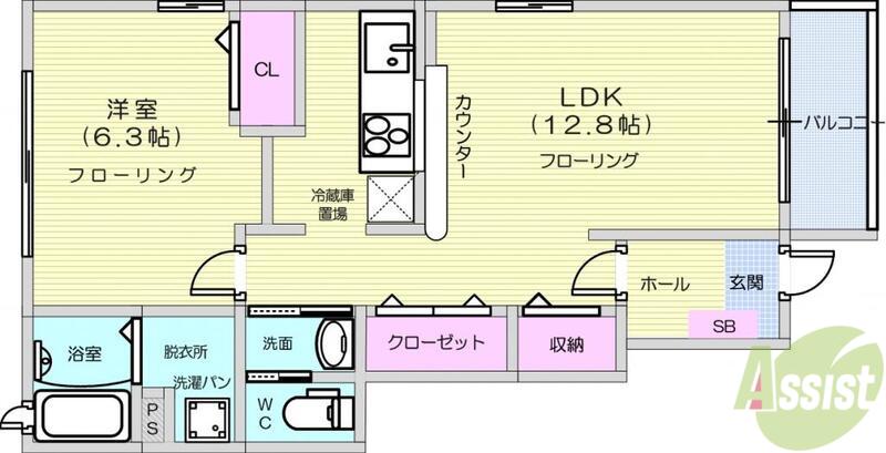 ＪＲ東北本線 南仙台駅 徒歩34分 2階建 築18年(1LDK/1階)の間取り写真