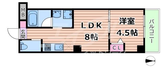 フランカー桜ノ宮SIX(1LDK/5階)の間取り写真