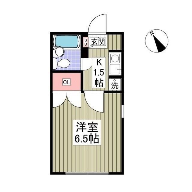 ヤングヒルズ越谷II(1K/1階)の間取り写真