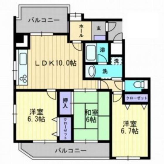 BELLA VISTA(3LDK/5階)の間取り写真