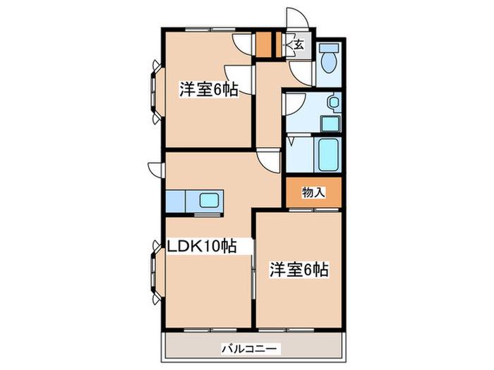 マブルーク・アビシオン(2LDK/2階)の間取り写真