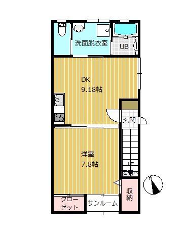 NEWウィンドウ(1DK/2階)の間取り写真