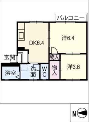 ウェンディ弐番館(2DK/1階)の間取り写真