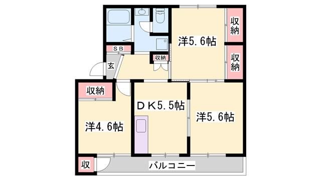インタービレッジ梅ヶ谷(3DK/3階)の間取り写真