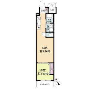 URBAN PARK難波南(1LDK/6階)の間取り写真