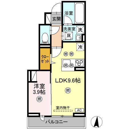ヌオーヴォチッタ(1LDK/1階)の間取り写真