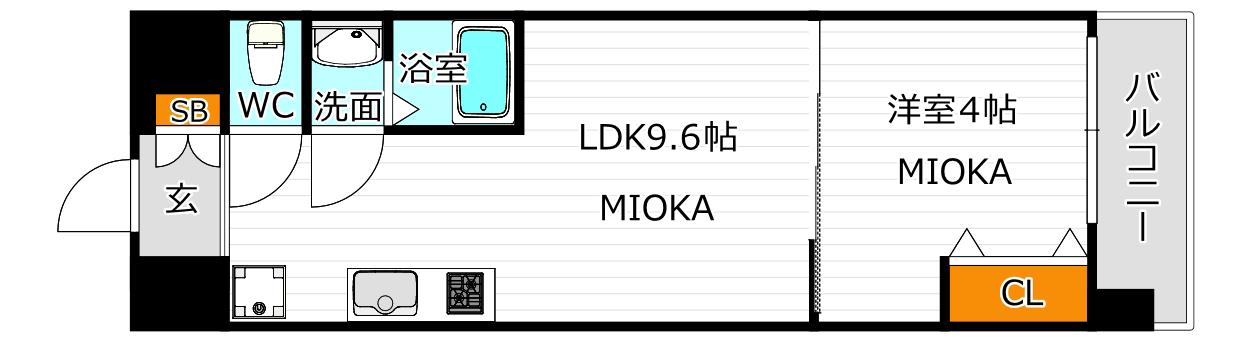 AND TERRACE 文の里(1LDK/2階)の間取り写真