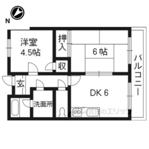 アゼリア古高(2DK/2階)の間取り写真